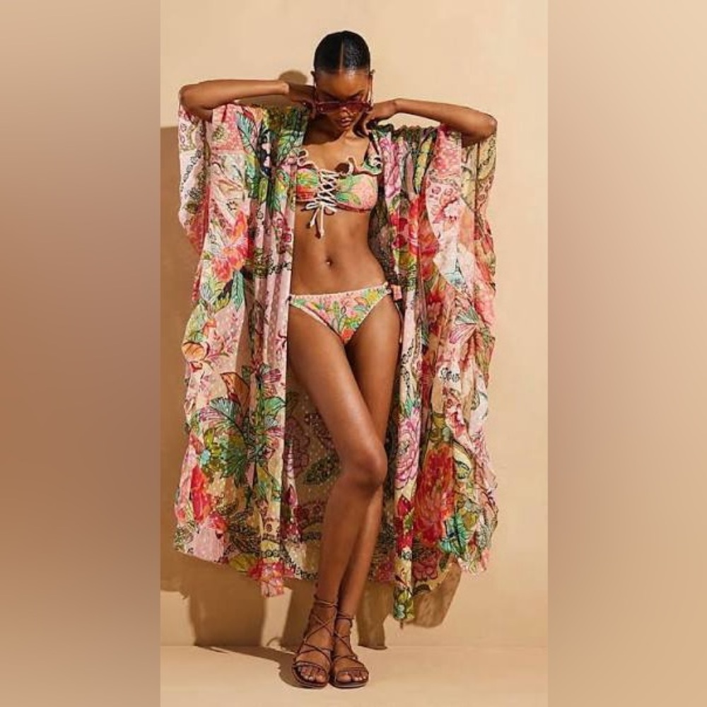 NWT RIVER ISLAND X DEL MAAR FLORAL KIMONO COVERUP SOLD OUT $150 SMALL